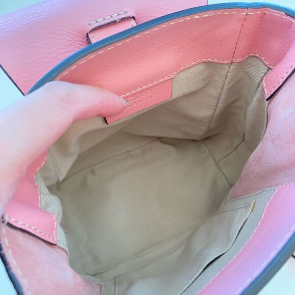 Authentic Chloe Faye Mini Leather/Suede Backpack, Washed Pink